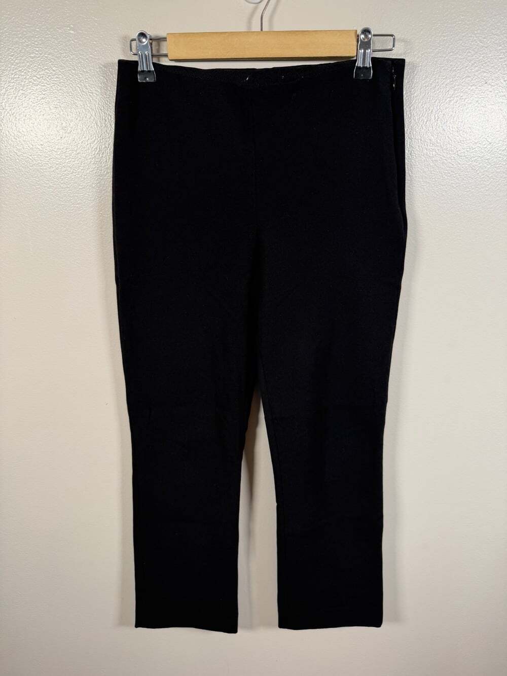 Vince Black Crop Leg Slim Side Zip Trouser Pants Womens Medium Black Career Work